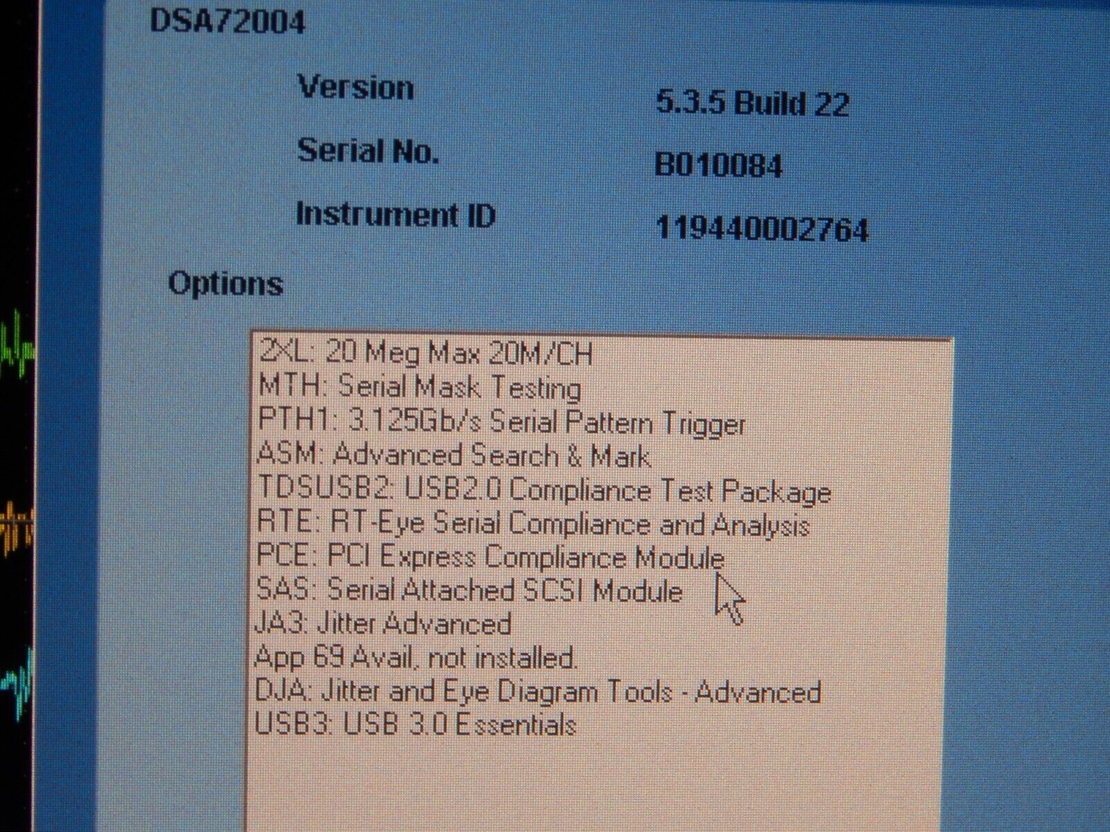 Tektronix DSA72004 Oscilloscope, option loaded & NIST cal'ed w/data Tektronix DSA72004 Oscilloscope, option loaded & NIST cal'ed w/data